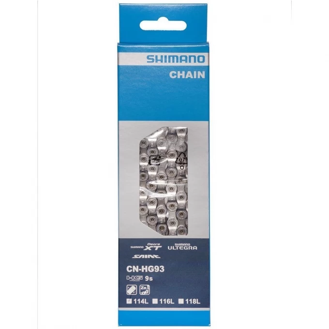 Цепь SHIMANO XT, HG93, 9скоростей, 118 звеньев, ампульный пин (1 шт) ICNHG93118I